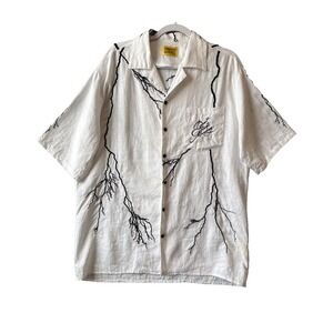 Diet Starts Monday Lightening Linen Button Up Shirt Embroidered XL Hypebeast